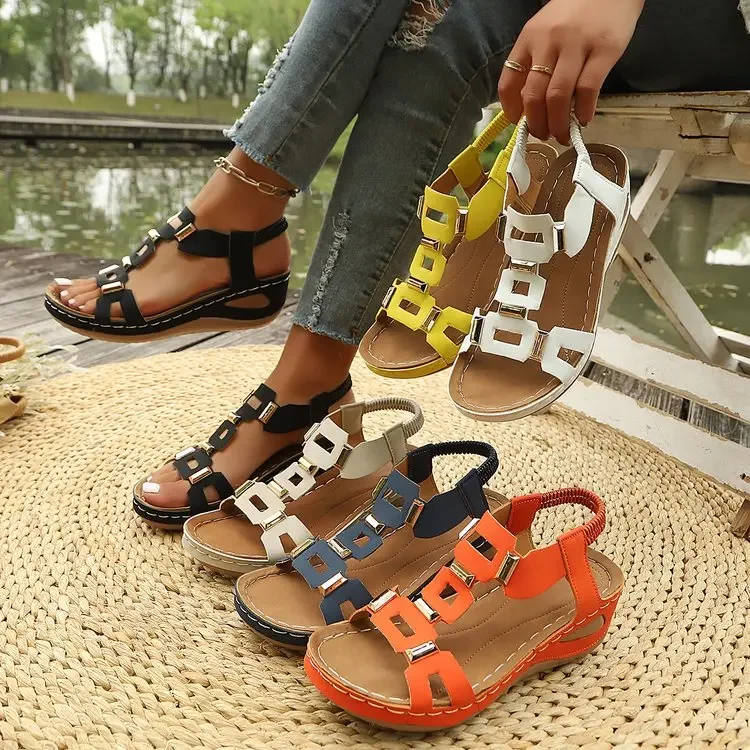Womens Wedge Heel Sandals Lightweight Comfortable Slip On Design Multiple Colors for Daily Casual Outdoor Wear detail