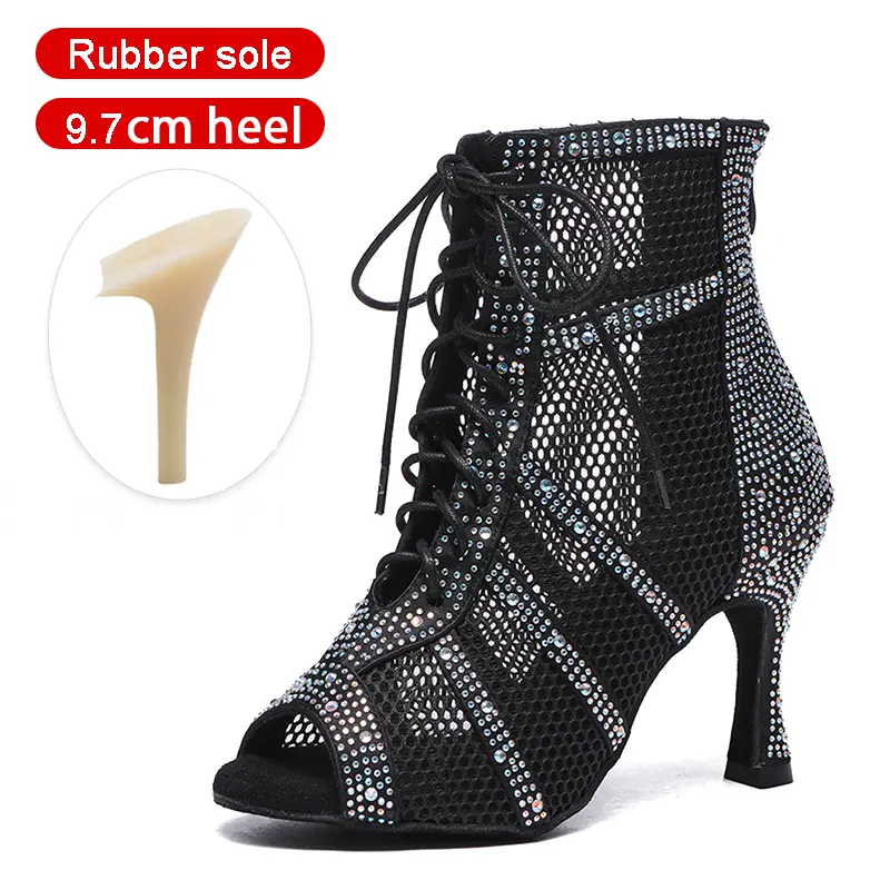 SWDZM Shiny Women Dance Boots Latin Jazz Dance Shoes Full Rhinestone Dancing Boots Customizable Heels Women Ladies Dancing Shoes product view
