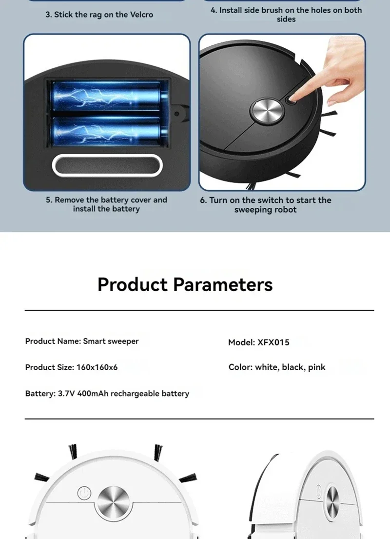 Model Sweeping Robot Automatic Home Mini Cleaning Machine USB Charging Smart Sweep Mop 5-In-1 Vacuum Cleaner New 2026 detail