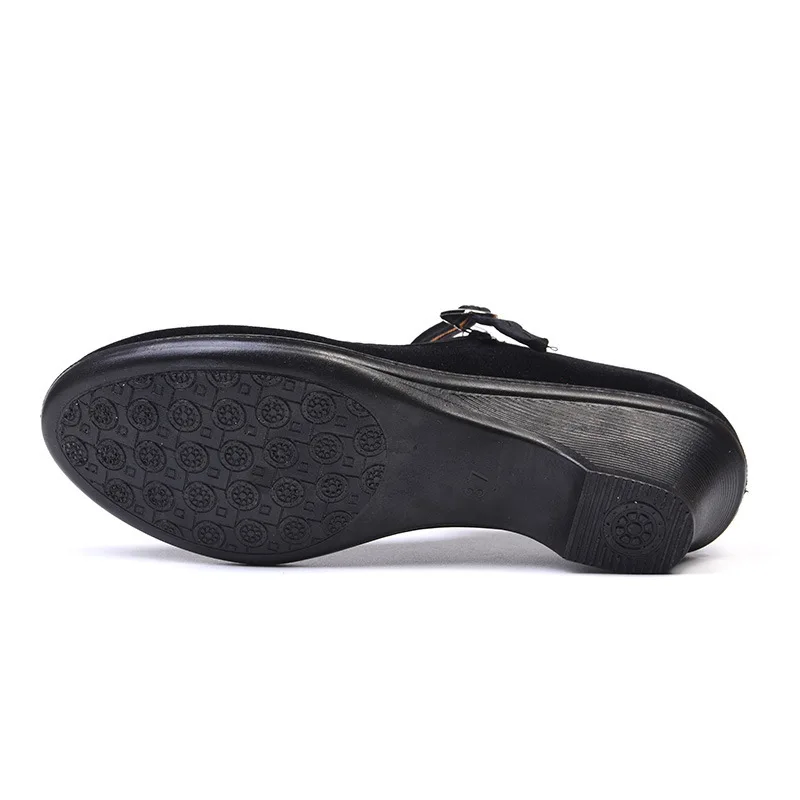 Beijing Ladies Black High Heel Slope Heel Polyurethane Dance Shoes Work Shoes Hotel Protocol Shoes Square Dance Shoes detail