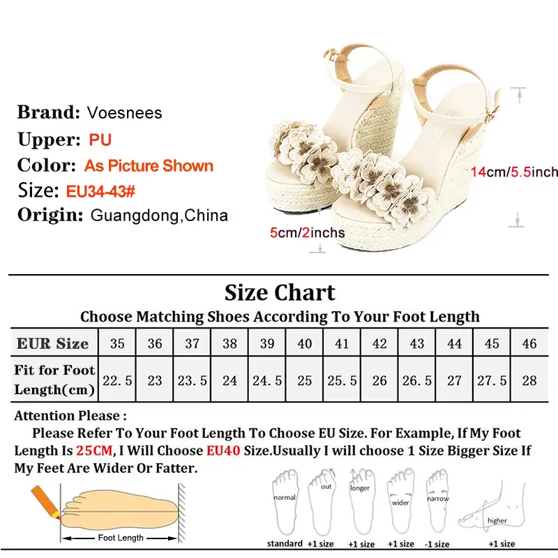 Women Sexy Wedge Sandals with Flower Sexy 14cm Fashion Simple Slope Heel Waterproof Platform Hemp rope woven bottom Car Sandals product view