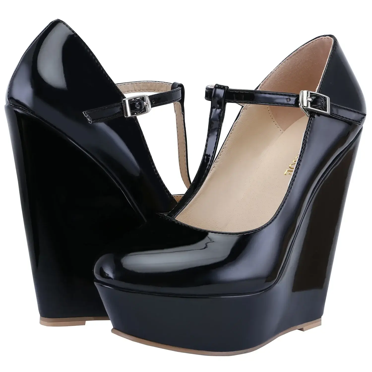 Women Pumps 2026 New Autumn Winter 14cm Round Toes Platform Wedge High Heels T-Strap Gladiator Ladies Dress Party Wedding Shoes product view
