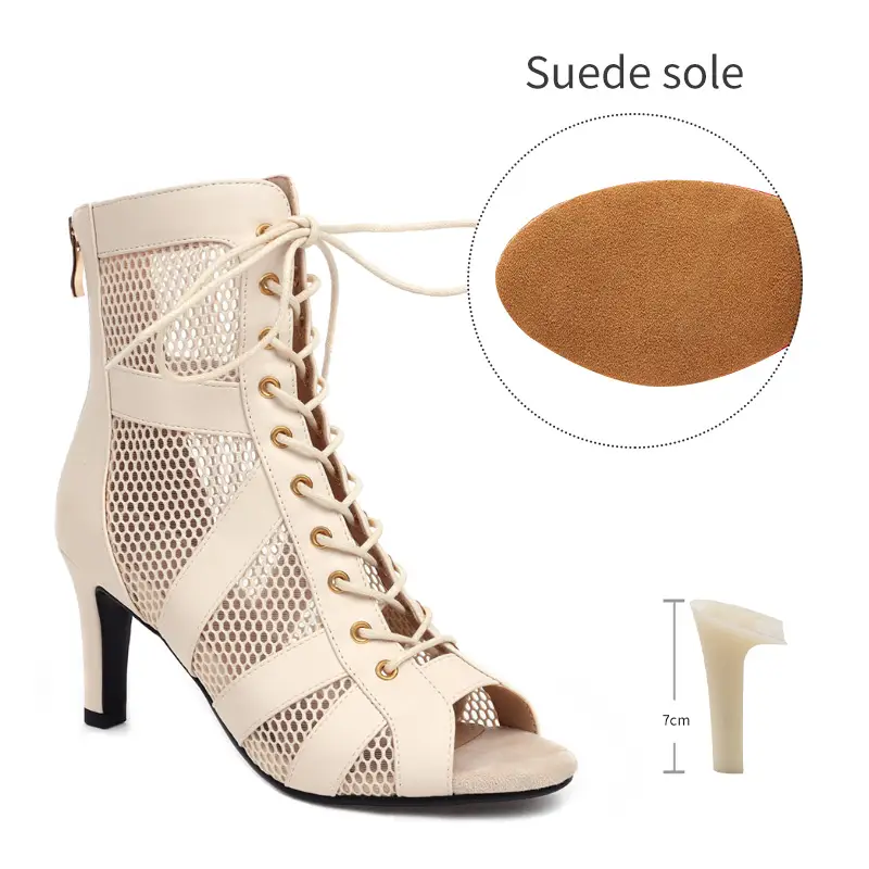 Girls Latin Dance Shoes Women Modern Dance Salsa High-Top Sandals Dance Hall Shoes Ladies Fashion Sexy High-Heeled Suede Boots product view