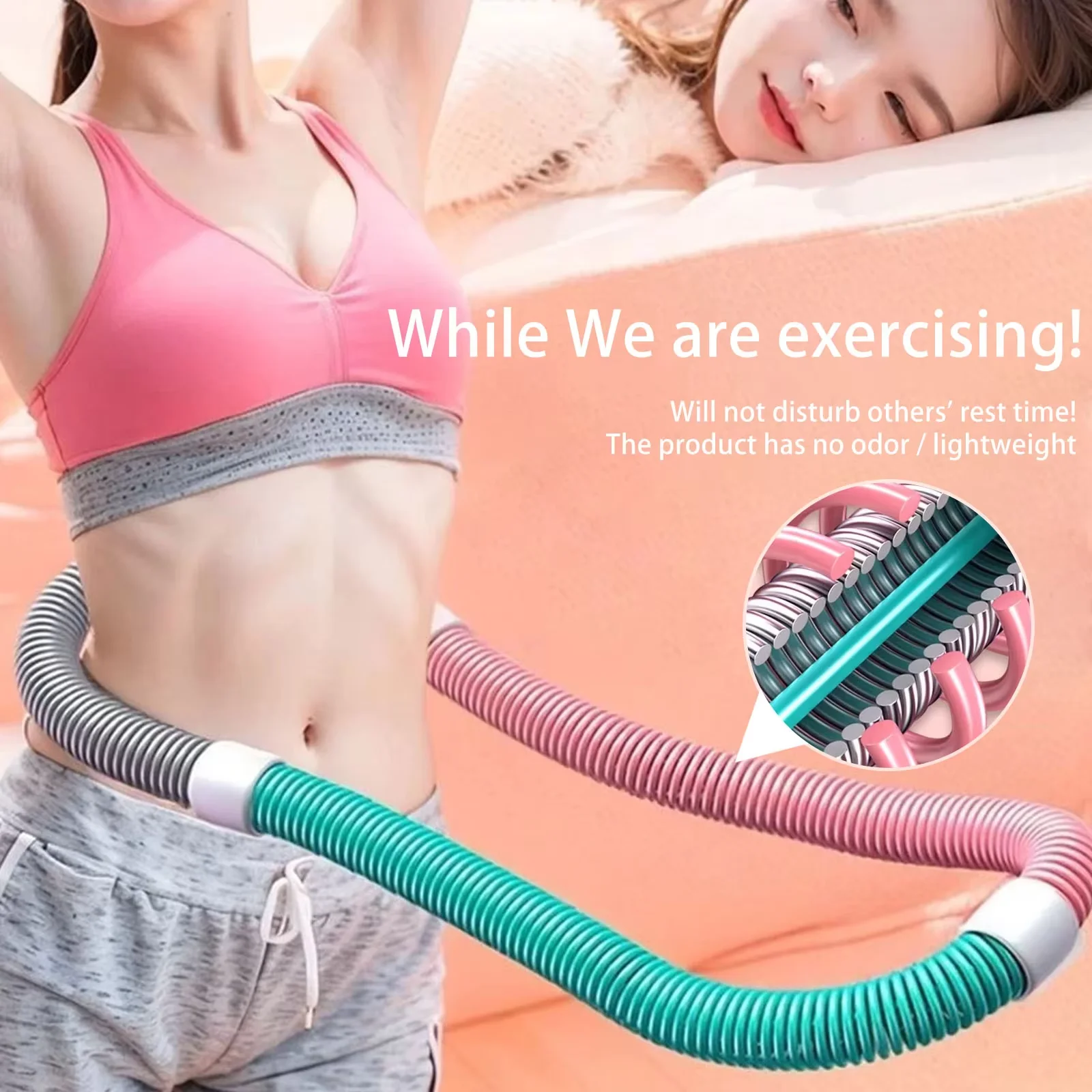 Flexible Hose Spring Hula Hoop, Weight Loss Training Abdomen, Fast Folding Portable Slimming Shaping, Ice Silk Cool Hula Hoop detail