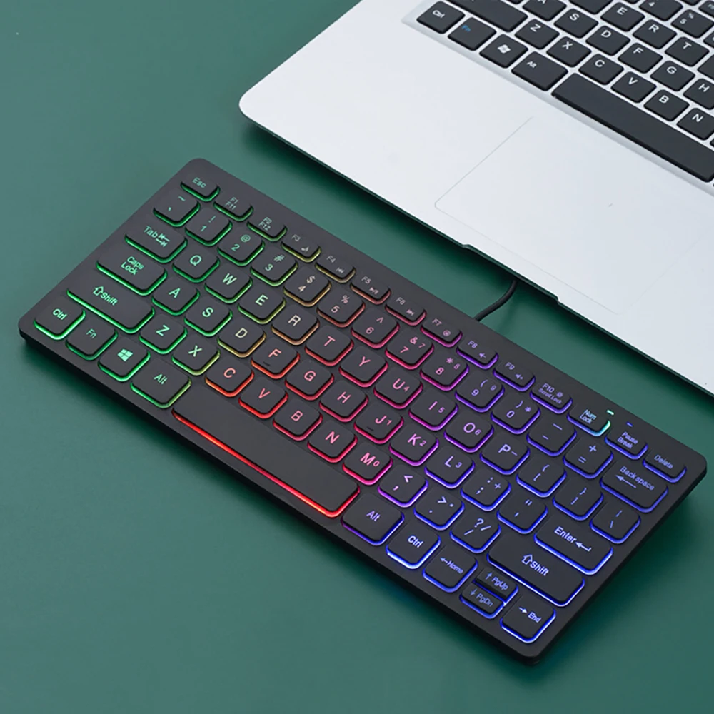 78 key Backlit Wired Keyboard Mini Small Laptop External Keyboard Portable Ultra-Slim Tablet Keyboard detail