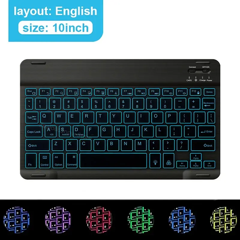 Mini Backlit RGB Bluetooth Wireless Keyboard 2.4G Mouse For Tablet Cell Phone Windows Android iOS Ultra Light Slim iPad Keyboard product view