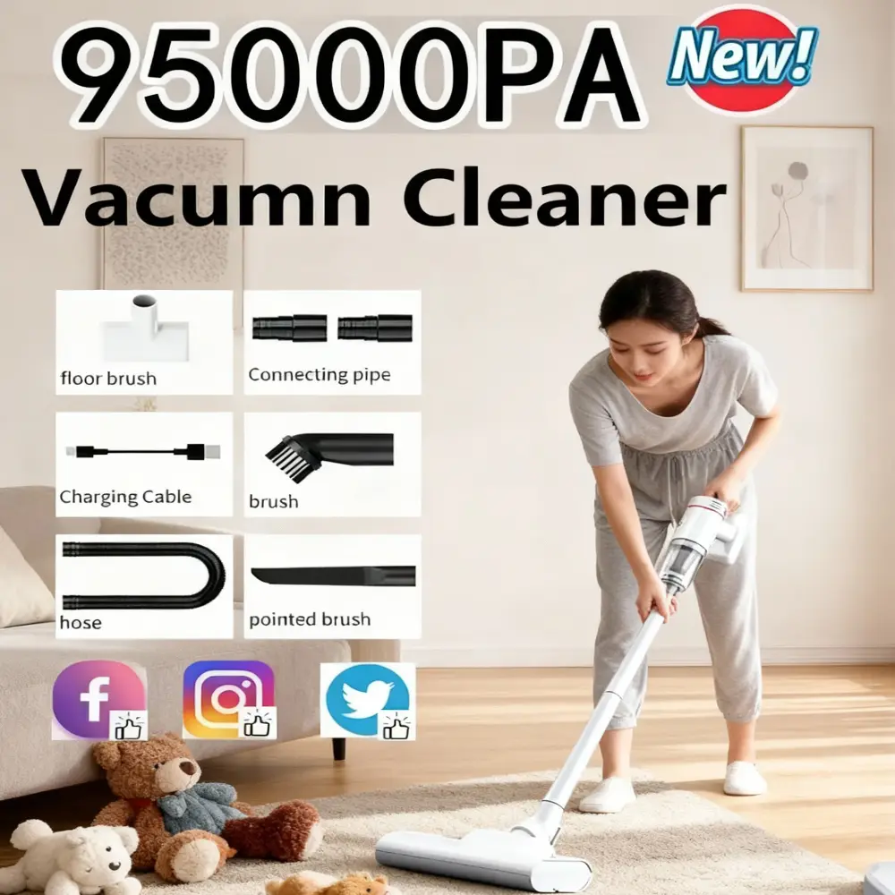 95000Pa Wireless Handheld Vacuum Cleaner Car Use Large Suction and Cordless Portable Cleaning Robot Home Vacuum Cleaner