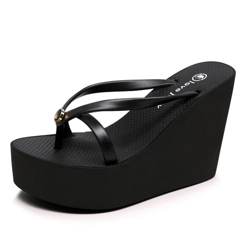 Summer Fashion Sexy Slim Super High Slope Heel Shoes With a Height Increase Of 11cm Non Slip Comfortable Party Beach Slippers detail