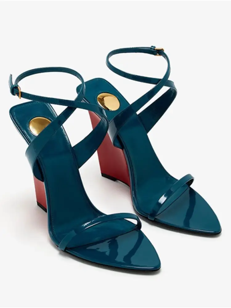 2025 Summer New Slope Heel Pointed High Heel Sandals Wedding Fashion Show Party Women's 34-44 Large Sandals product view