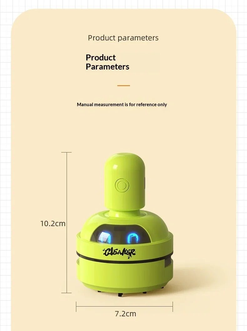 NewVersionCartoon Mini Portable Desktop Vacuum Cleaner,For Eraser Pencil Shavings Dust,Cleaning Supplies for Keyboard Desk Table detail