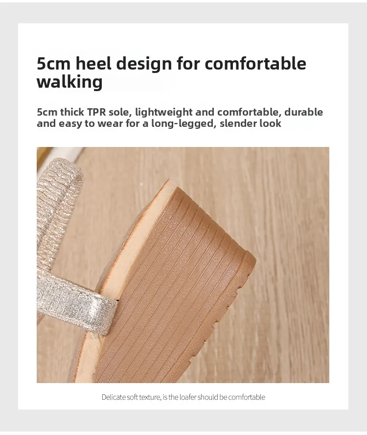 Ladies Roman Sandals Bohemian Ethnic Style Water Diamond Slope Heel Summer New Fashion Shoes Low Help Glue Stick Sandals detail