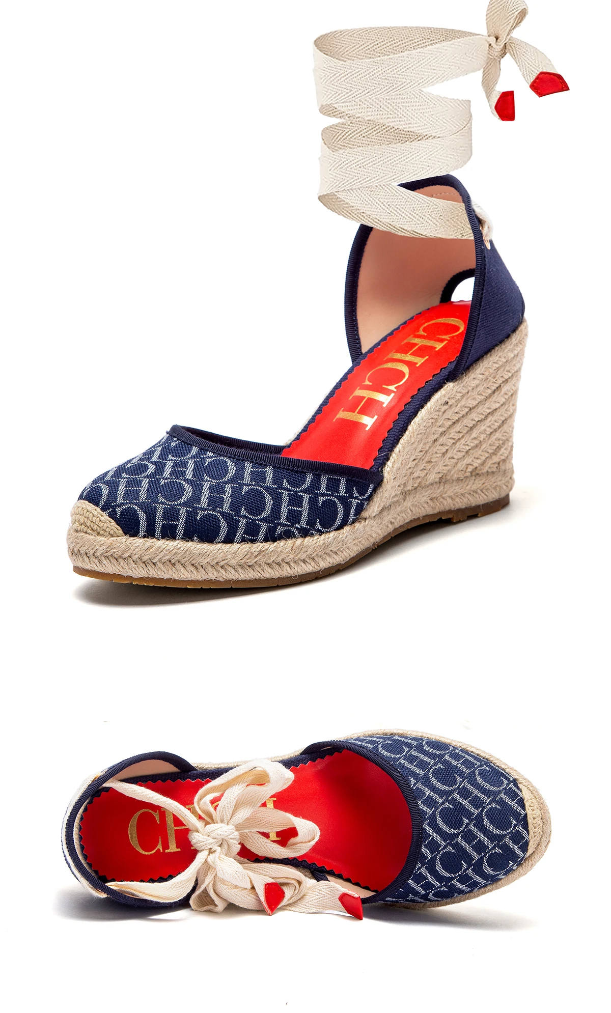 Women's Sandals 2025 New Hemp Bottom Slope Heel Sandals Comfortable and Breathable Holiday Beach Women's Shoes 8CM detail