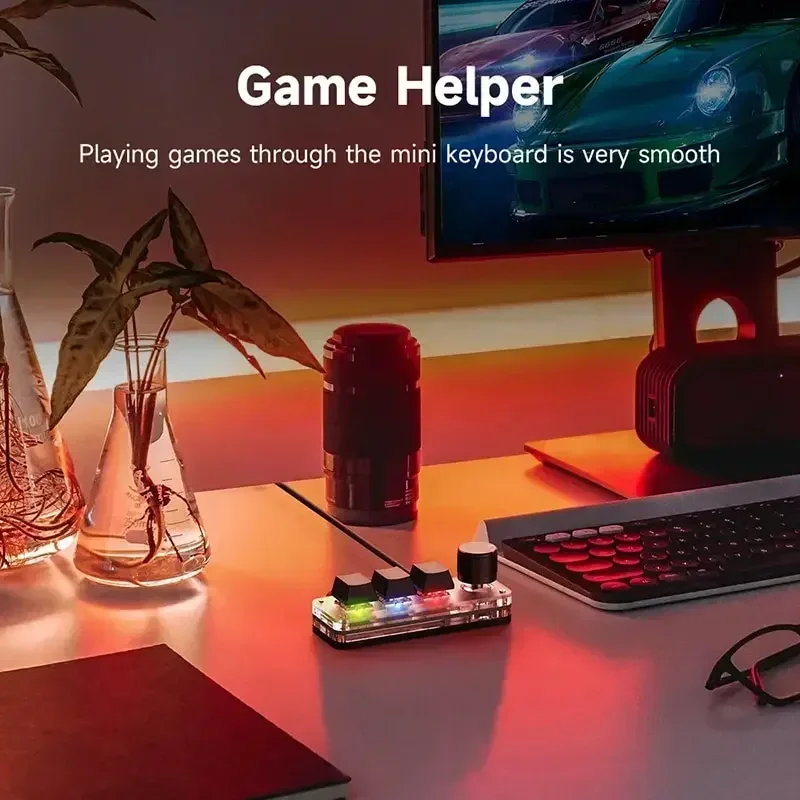 Mini Mechanical Keyboard 3 Keys 1 Knob USB RGB Macro Keyboard Gaming Custom Programming Knob Keyboard Portable For Photoshop detail