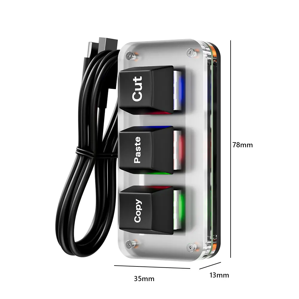 RGB Mini Cut Copy Paste Keyboard 3-Key Ctrl X C V Shortcut One Handed Keyboard USB Type-C Gaming Keypad Programmable Keyboard product view