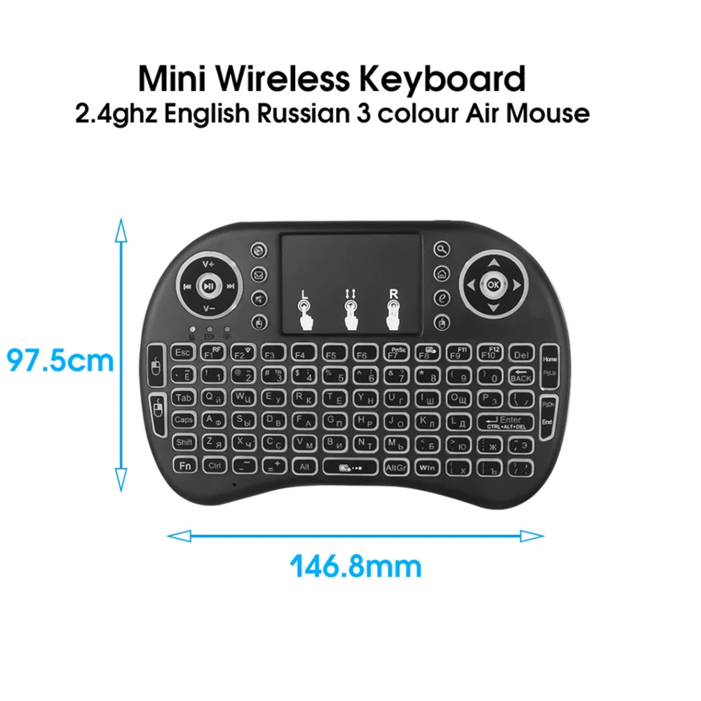 i8 Mini Wireless Battery Keyboard 2.4GHz English Language Air Mouse With Touchpad Handheld for Laptop Android TV Box PC detail