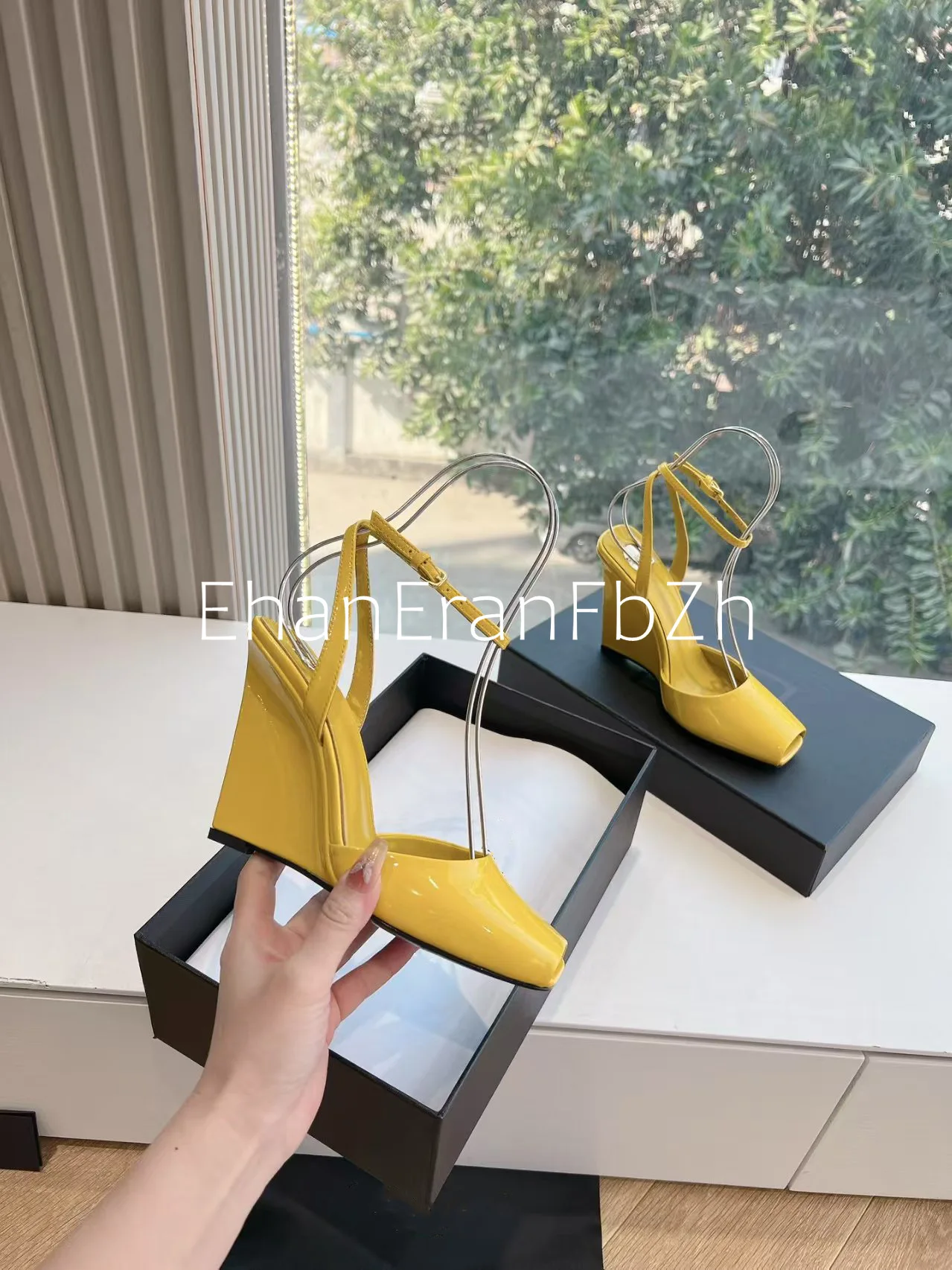 Summer New Slope High Heel Sandals Fish Mouth Thick Bottom High Heel Shoes Fashion Party Sexy Women's Large Sandals detail