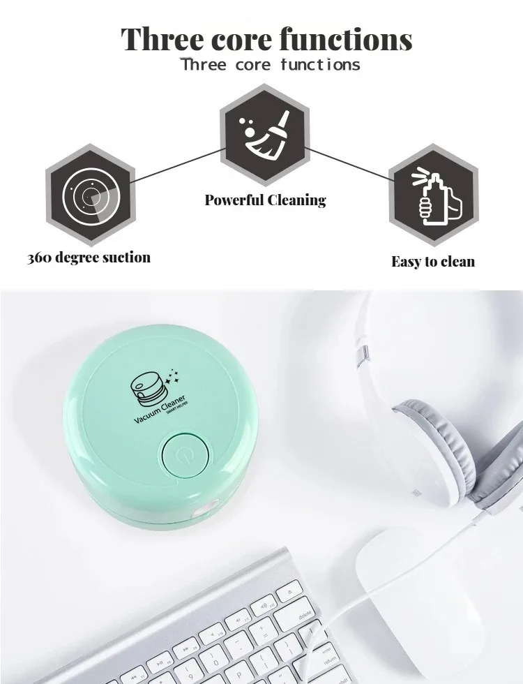 Portable Silent Mini Desktop Vacuum Cleaner for Keyboard Dust, Ideal Exquisite Gift for Home, Office, and Study Use detail