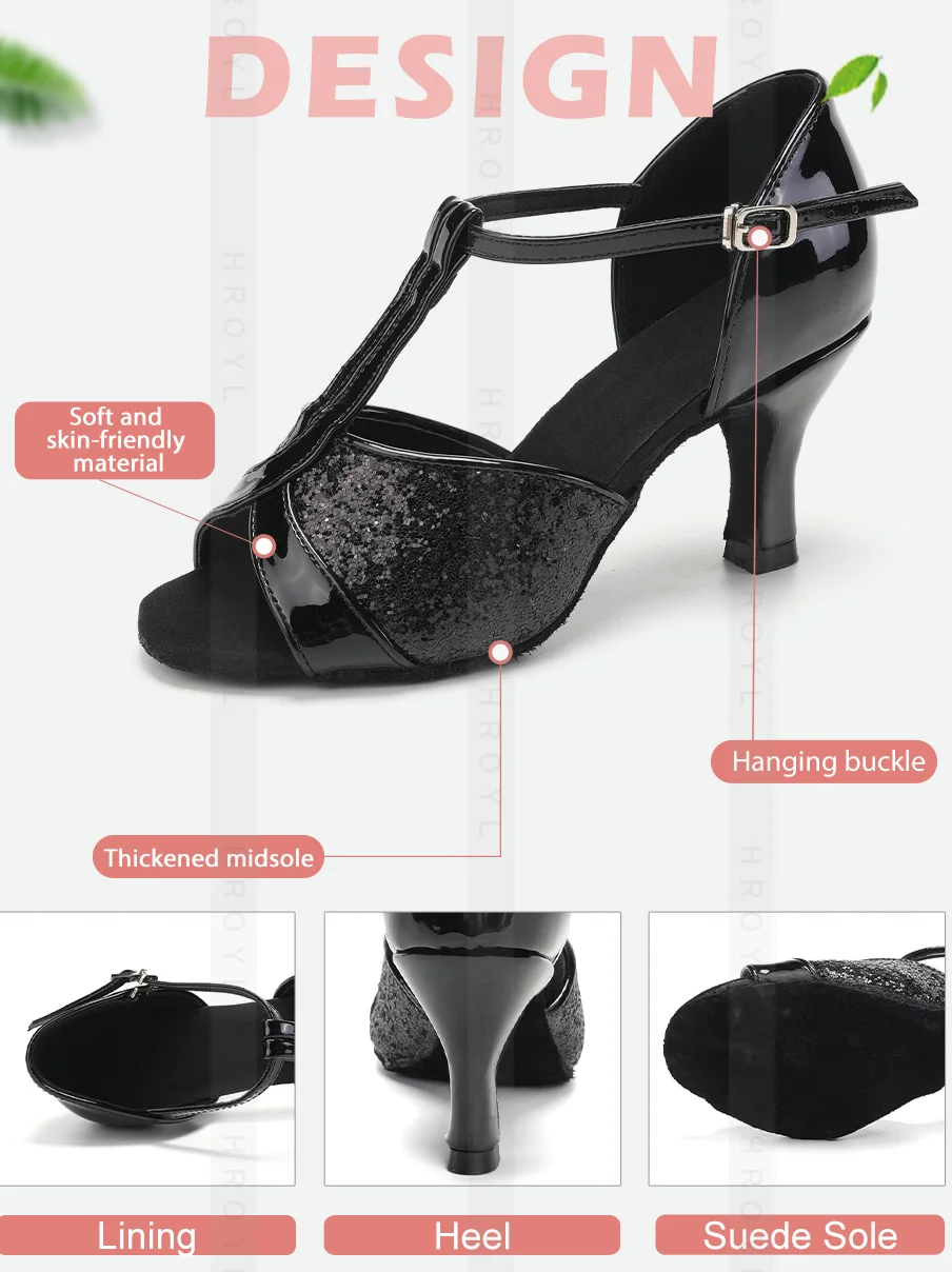 Women Latin Dance Shoes for Dancing Woman/Girls/Ladies Ballroom Modern Tango&Salsa 5.5/7.5CM Heel Dancing Shoes Training Sandal detail