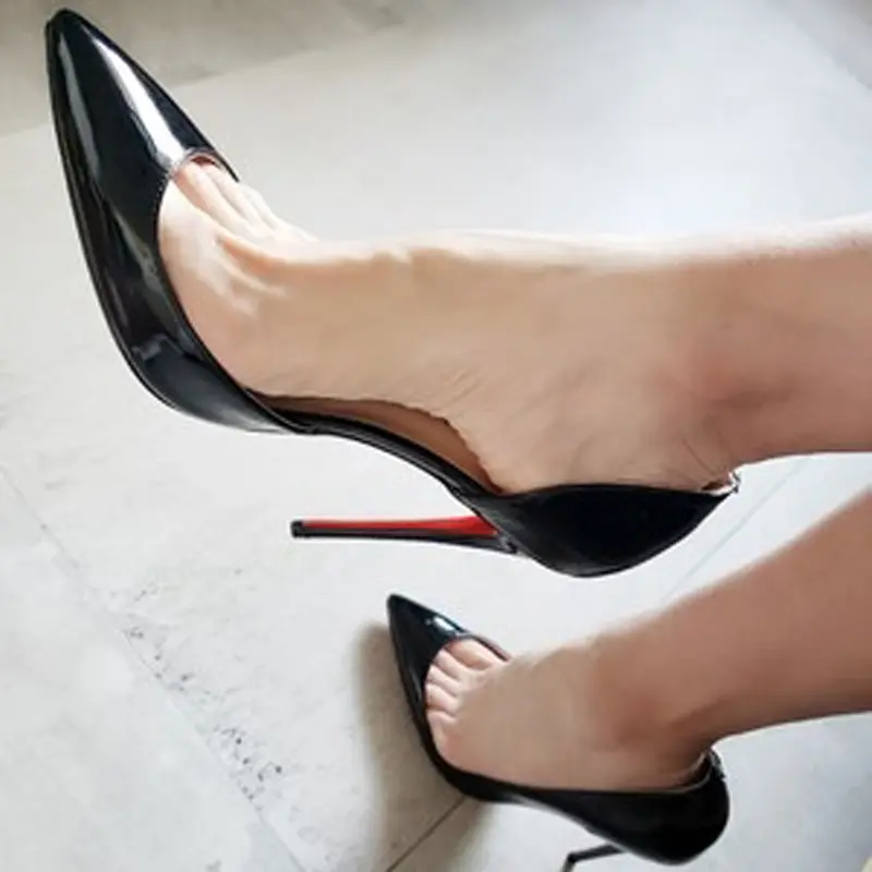 New Style Yellow Patent Leather High Heels With Slim Heels, Sexy Temperament, Pointed French Single Shoes for Women product view