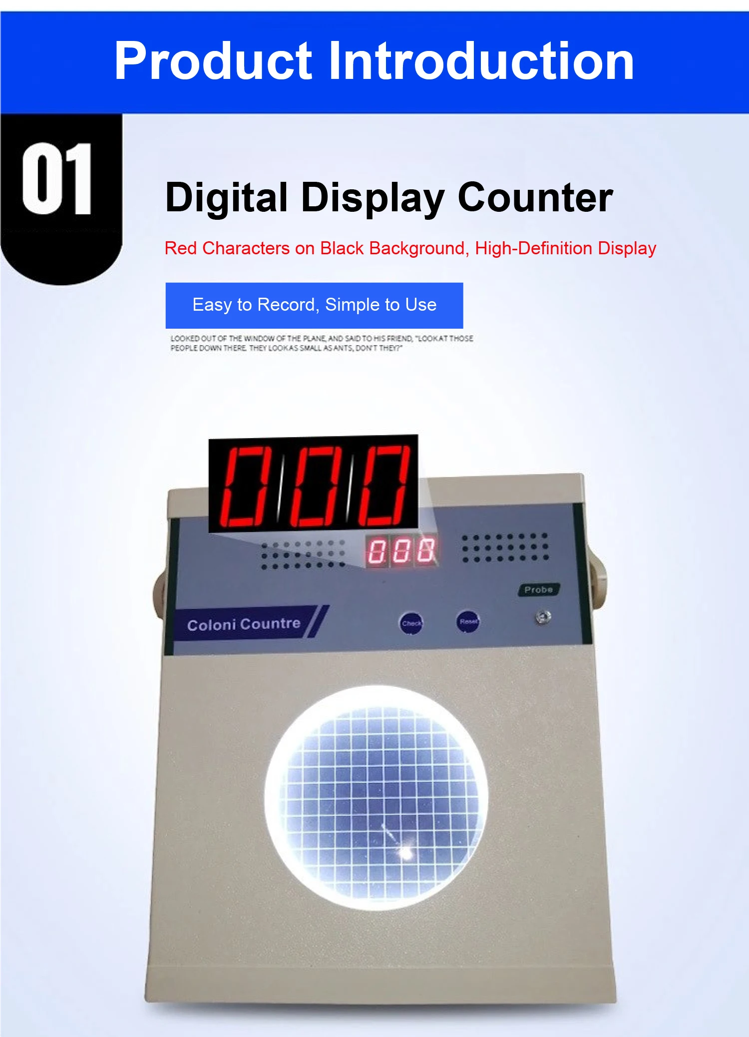 Digital Colony Counter XK97-A 220V  Bacterial Colony Counting Device Semi-Automatic Lab Colony Counter with LED Display detail