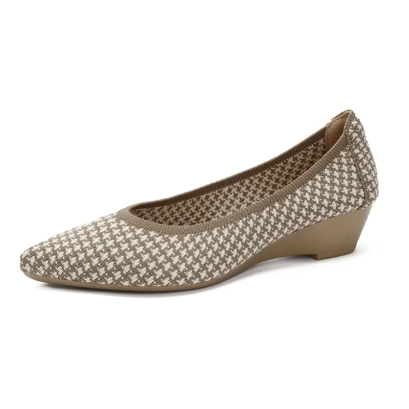 Slope heeled women's shoes fly woven casual single shoes product view