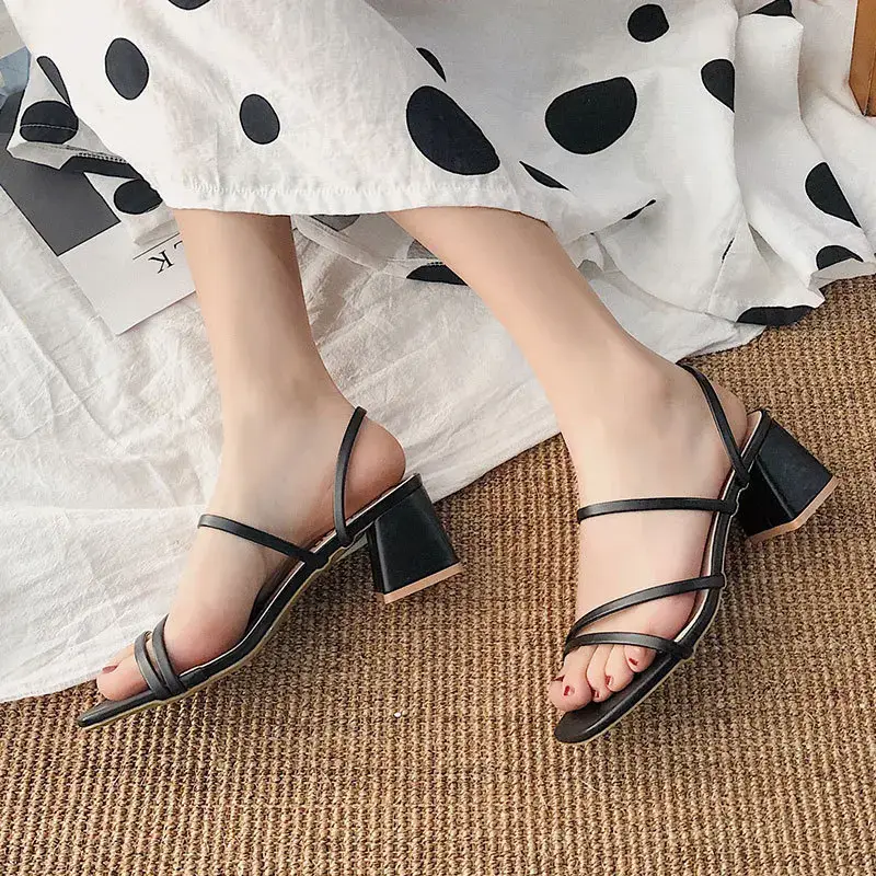 Women High Heel Sandals Summer Casual Female Shoes Woman Square Heel Open Toe Ankle Strap Ladies Sandalias Wedge Shoe 2022 New product view