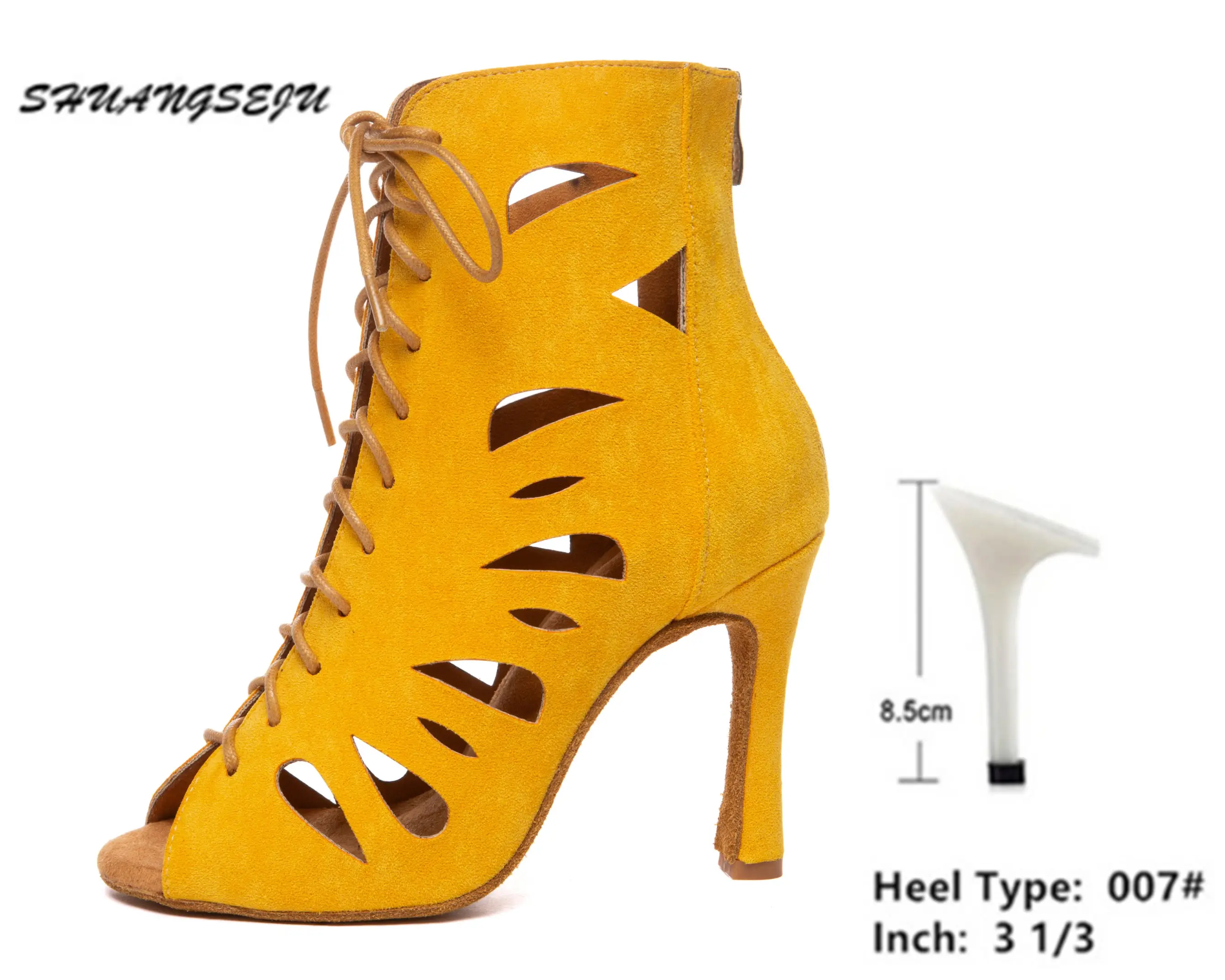 SHUANGSEJU New Women's Latin Dance Shoes Hollow Sexy Lace-Up Salsa Dance Shoes Bachata Black Jazz Ankle Boots Heels Dance Shoes product view
