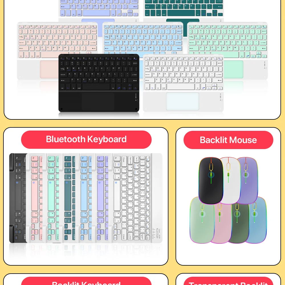 Rechargeable Wireless Backlit Keyboard And Mouse For iOS Android Windows System Backlight And Bluetooth For Smart Phone Pad detail