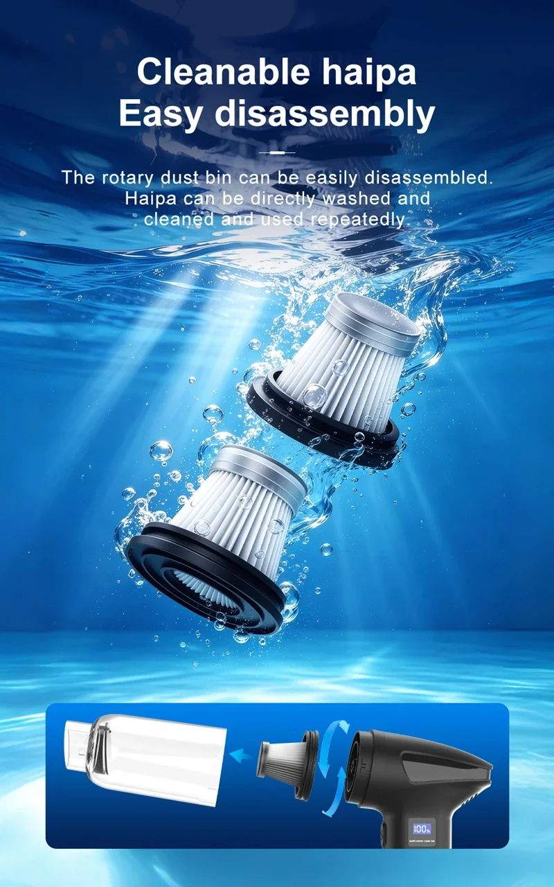 Cordless Handheld Vacuum Household Car Wet Dry Dust Buster USB Rechargeable Portable High-power Dual-use Vacuum Cleaner detail