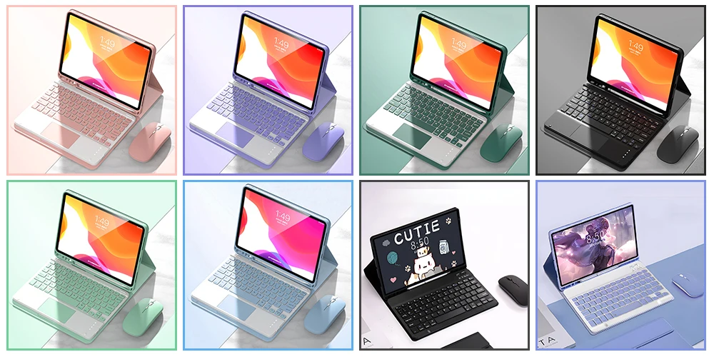 10inch Mini Wireless Rechargeable keyboard Bluetooth Mouse For ipad Air Pro Phone Tablet Portable Spanish Polish Arabic keyboard detail