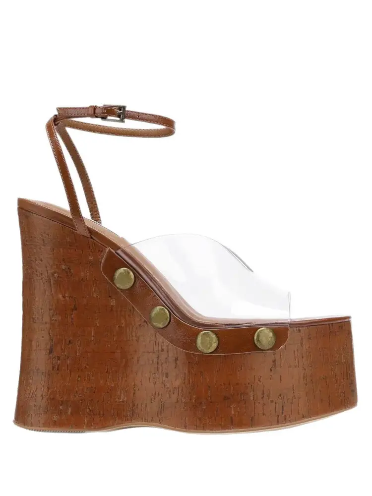 2026Summer Slope Heel Thick Bottom Women's Sandals Flower Lace Waterproof Platform Open Toe Women's Party Show Wedding Sandals product view