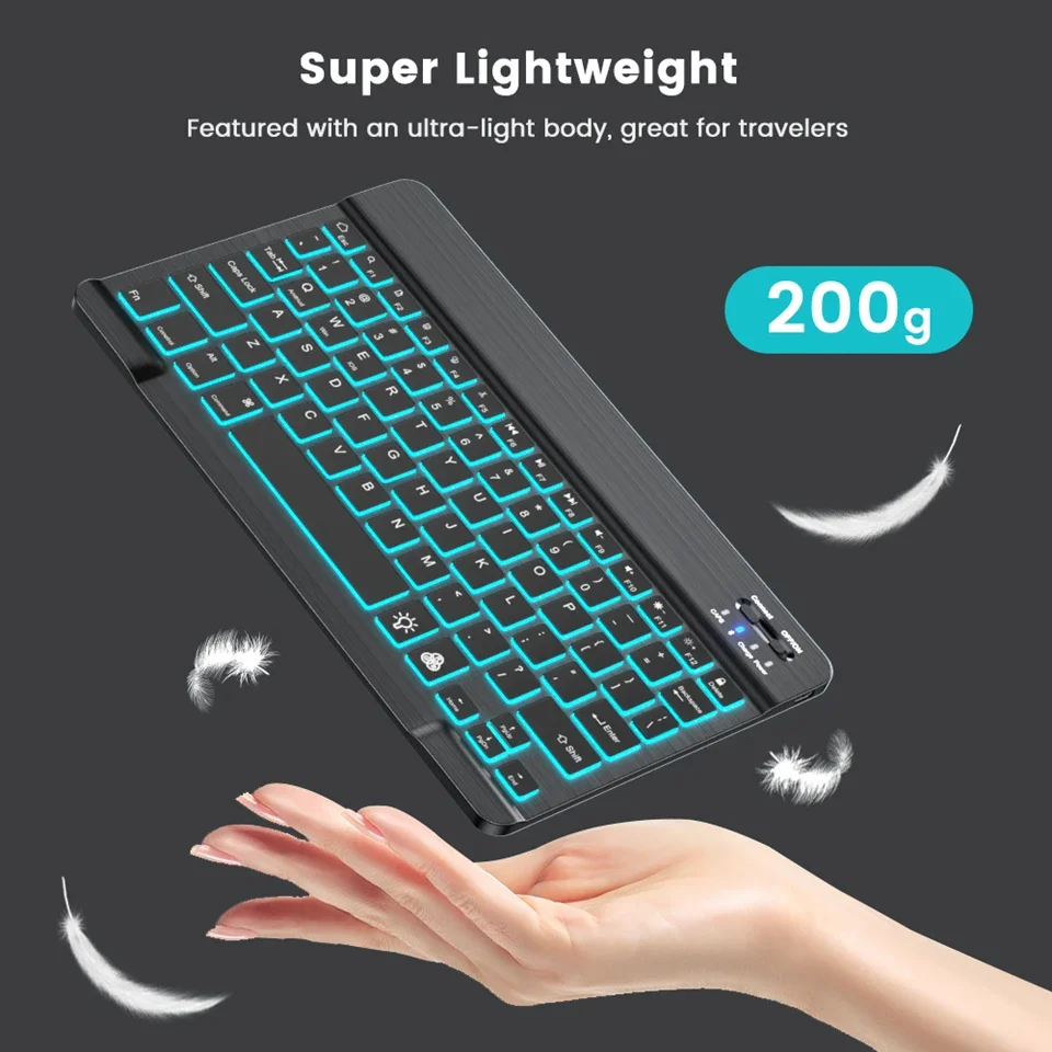 READ YYEAH RGB Backlit Bluetooth Keyboard Mouse Combo Multi-language Rechargeable Wireless Keyboard for Tablet Laptop PC Gaming detail