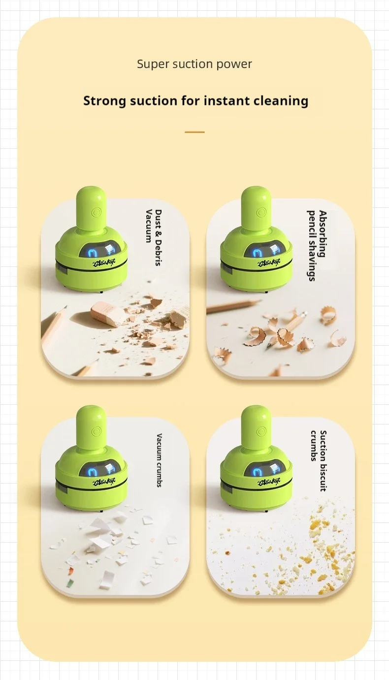 NewVersionCartoon Mini Portable Desktop Vacuum Cleaner,For Eraser Pencil Shavings Dust,Cleaning Supplies for Keyboard Desk Table detail