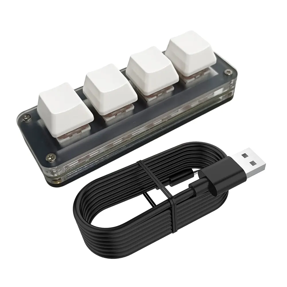 3 Key 1 Knob/4 Key Programming Macro  Knob Keyboard RGB Wired USB Photoshop Gaming Keypad Red Switches Mechanical Macropad product view