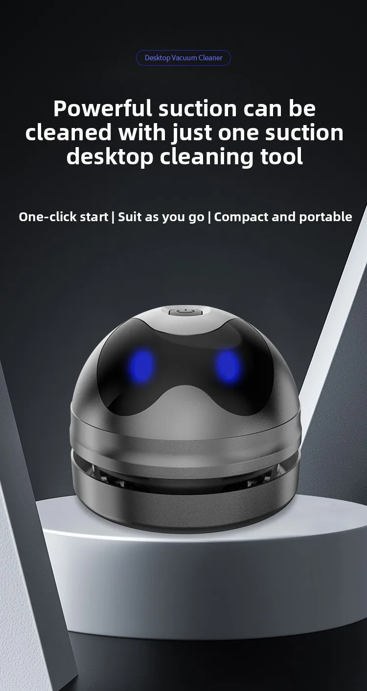 Student Desktop Vacuum Cleaner Black Knight Wireless Handheld Portable for Eraser Shreds Cleaning mini detail