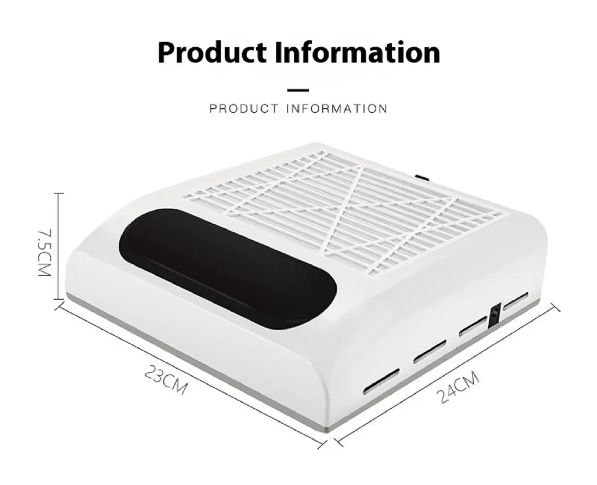 Nail Dust Collector with Detachable Filter, Powerful Vacuum Dust Extractor Fan for Acrylic Nail Salon Equipment product view