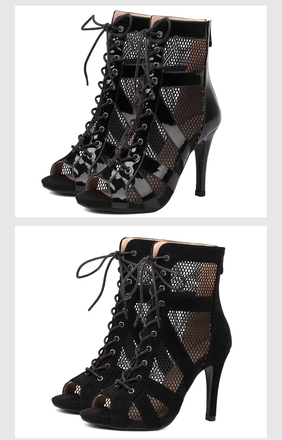 Girls Latin Dance Shoes Women Modern Dance Salsa High-Top Sandals Dance Hall Shoes Ladies Fashion Sexy High-Heeled Suede Boots detail