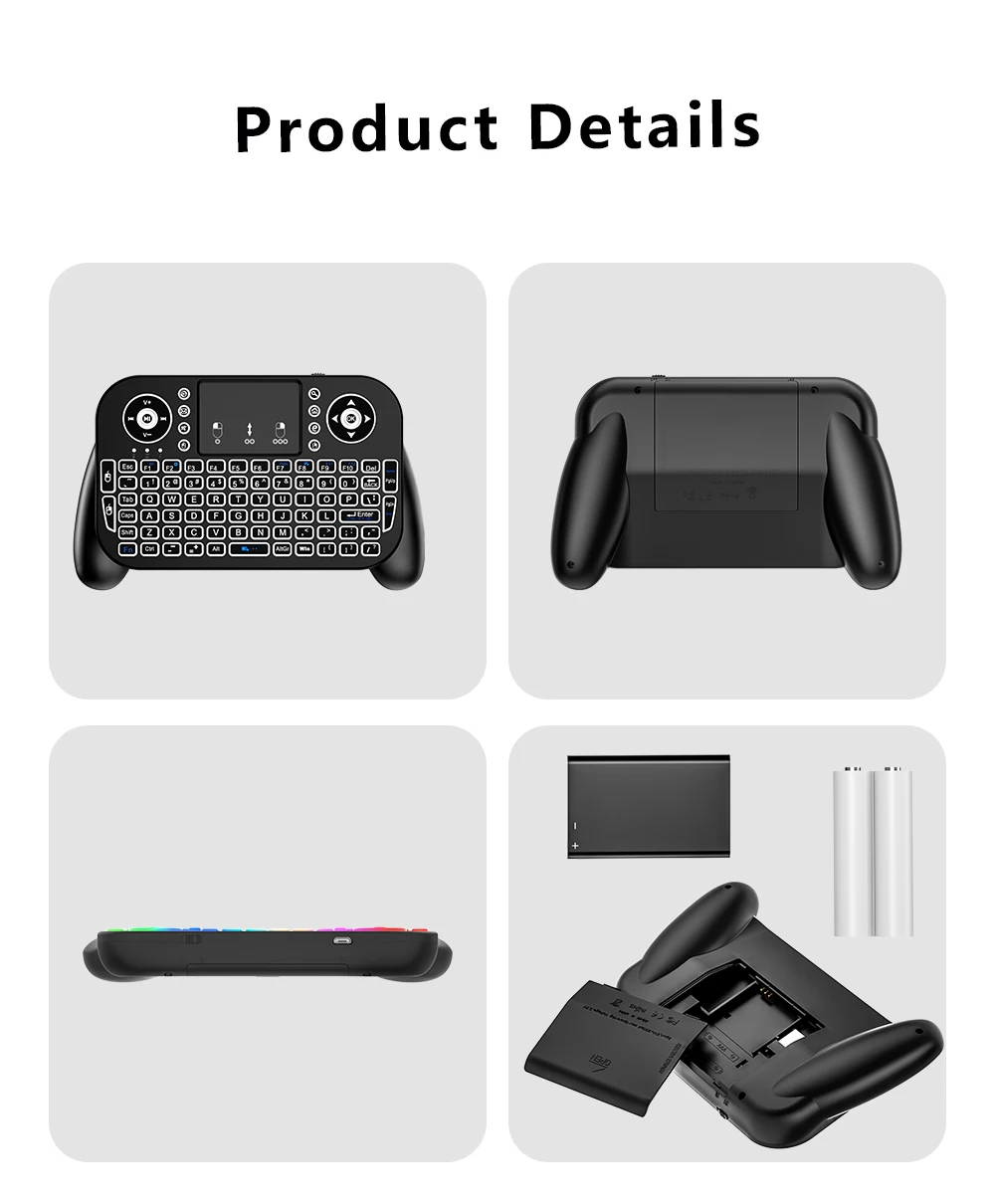 V8 24G Bluetooth Mini Keyboard 7Color Backlit Air Mouse Touchpad for Android TV Box detail