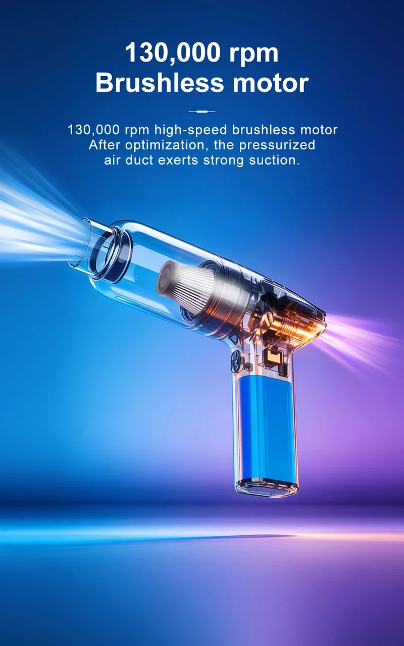 Cordless Handheld Vacuum Household Car Wet Dry Dust Buster USB Rechargeable Portable High-power Dual-use Vacuum Cleaner detail