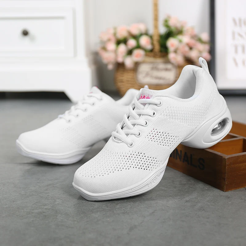 Women Mesh Dance Shoes Air Cushion Wedge Non Slip Lace Up Square Dance Aerobic Fitness Walking Sneakers 876 detail