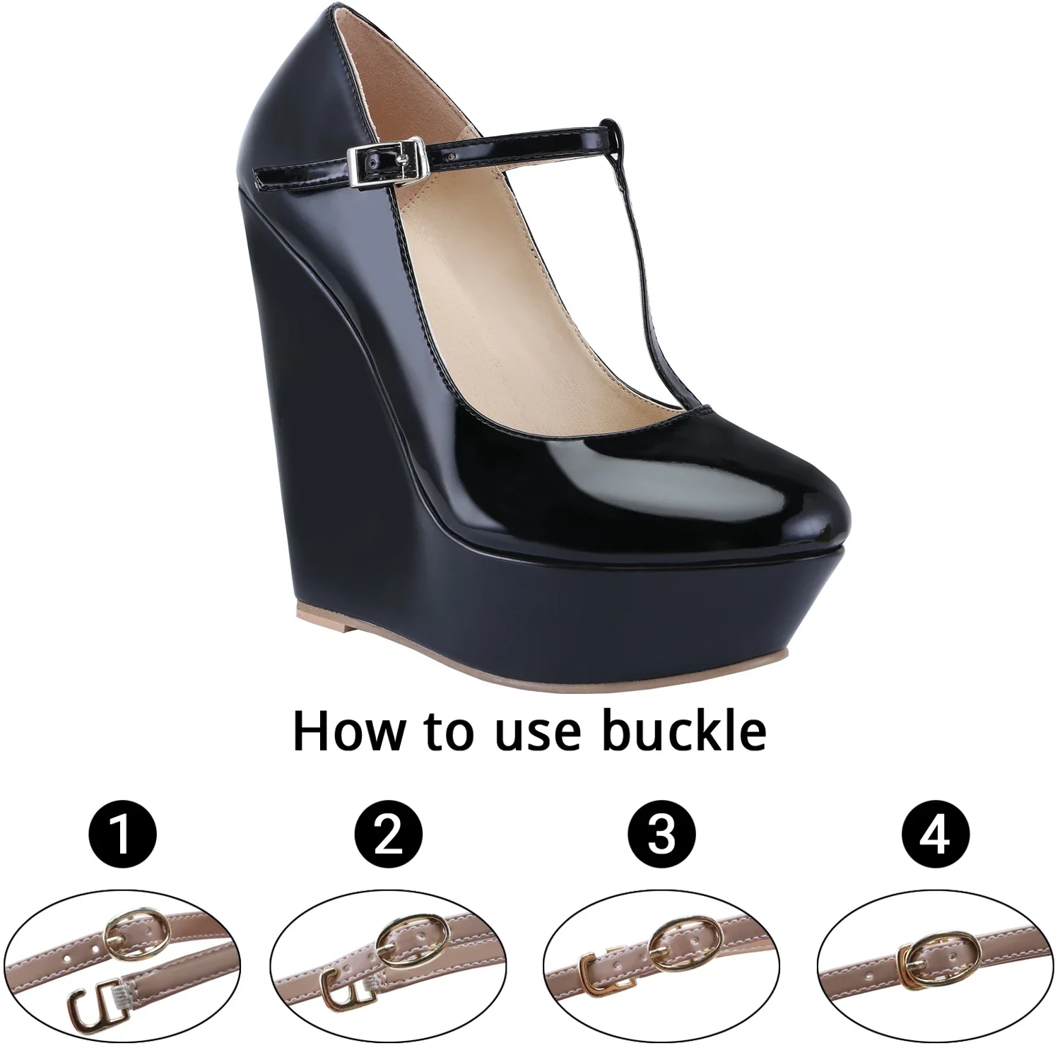 Women Pumps 2026 New Autumn Winter 14cm Round Toes Platform Wedge High Heels T-Strap Gladiator Ladies Dress Party Wedding Shoes detail