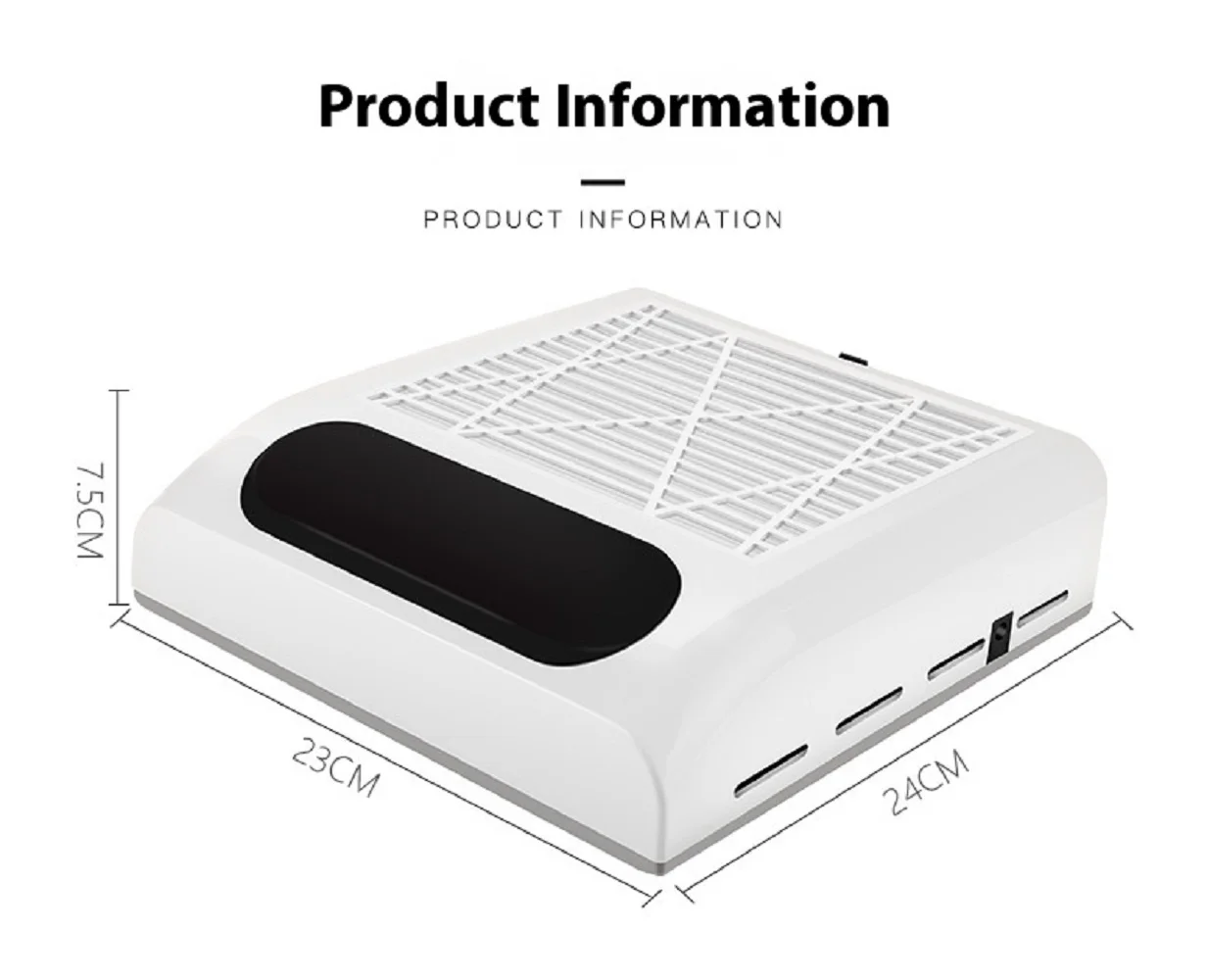 Nail Dust Collector with Detachable Filter, Powerful Vacuum Dust Extractor Fan for Acrylic Nail Salon Equipment detail