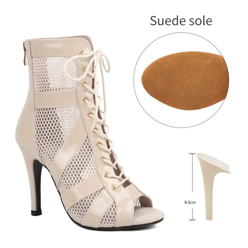 Girls Latin Dance Shoes Women Modern Dance Salsa High-Top Sandals Dance Hall Shoes Ladies Fashion Sexy High-Heeled Suede Boots product view