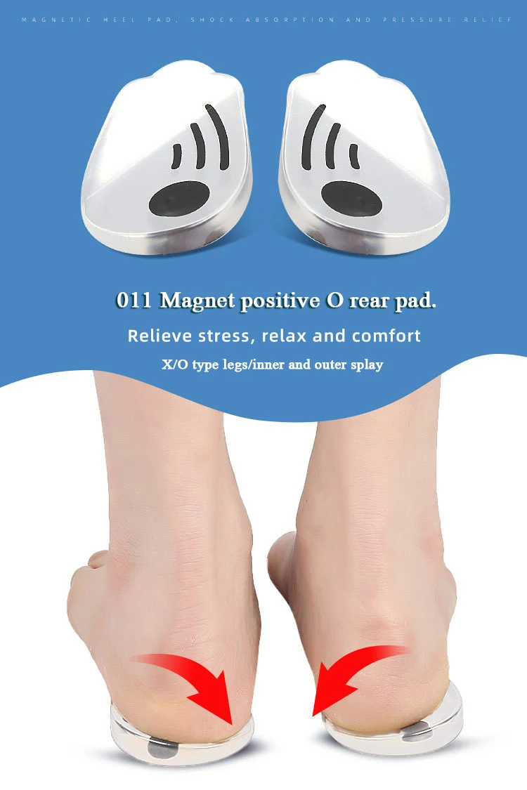O/X Leg Type Valgus Varus Correction Plantar Fasciitis Gel Insole Magnet Massage Foot Care Silicone Orthopedic Insoles for Feet detail