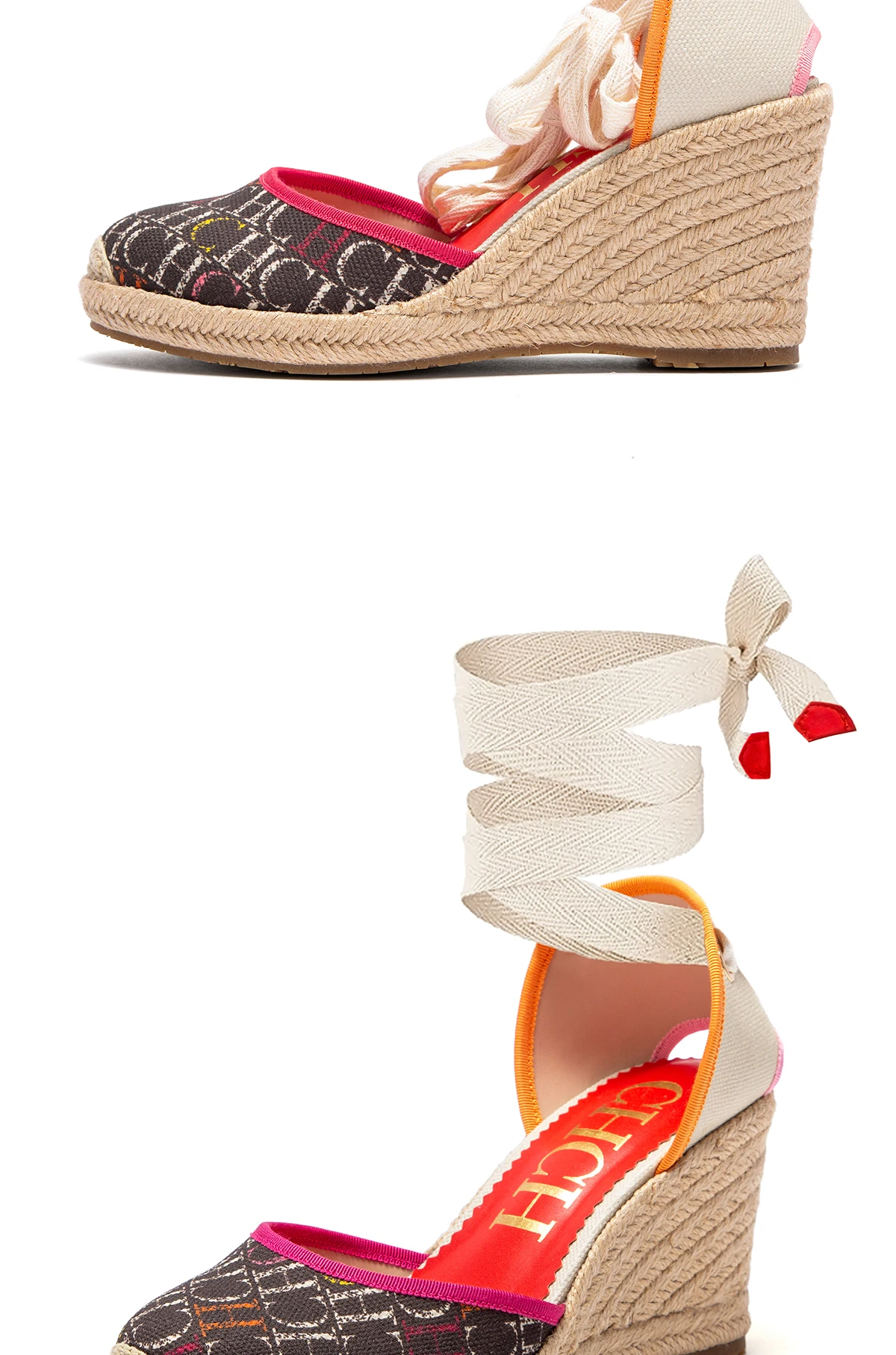 Women's Sandals 2025 New Hemp Bottom Slope Heel Sandals Comfortable and Breathable Holiday Beach Women's Shoes 8CM detail