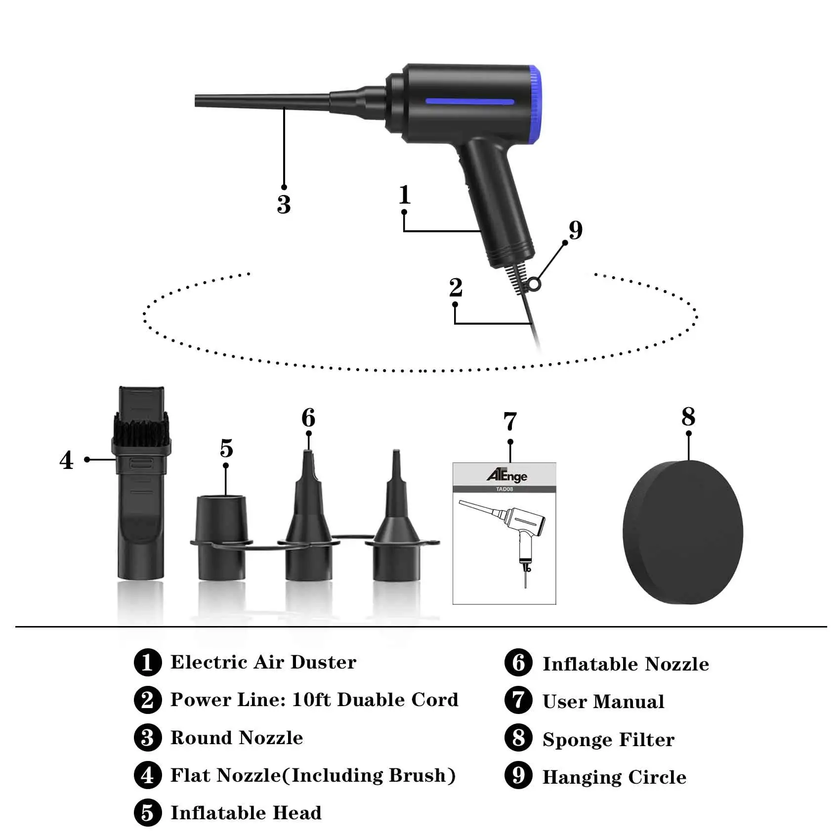 500W Cordless Electric Air Duster,Computer Vacuum Cleaner for Car,Handheld Electric Air Blower,Desk Mini Air Spray Cleaner Tool detail
