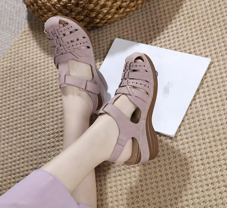 Summer New Slope Heel Baotou Sandals Large Women's Shoe Item Number- detail