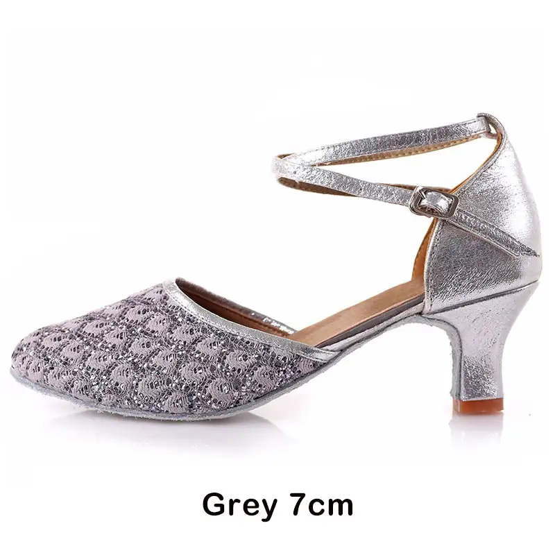 Adult Ladies Women Latin/Salsa/Tango Dance Shoes Closed Toe Glitter Blue/Black Ballroom Dance Shoes High Heels 5/7cm Party Shoes product view