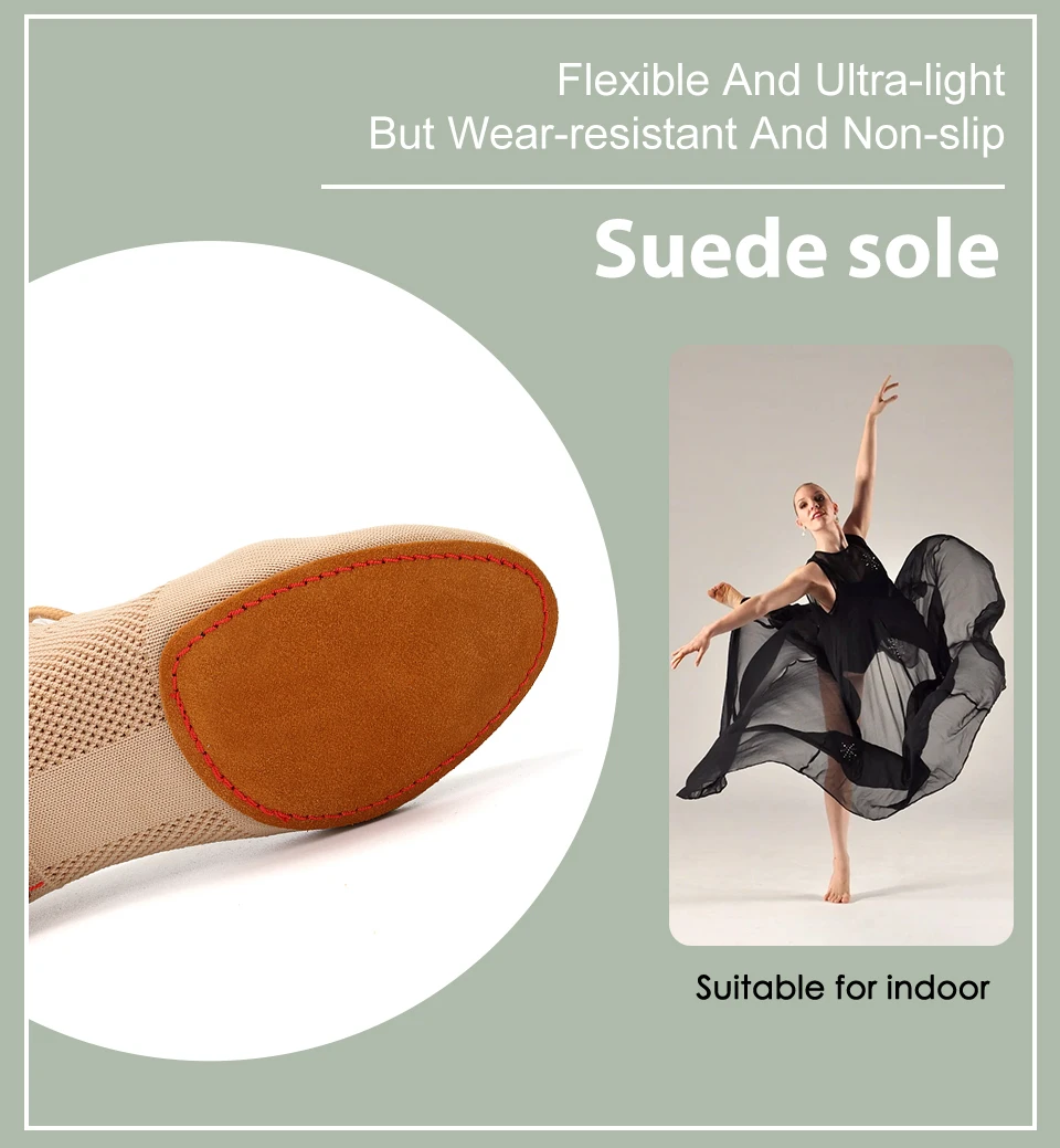 Women Dance Shoes Knitted Teacher Shoes Soft sole Low Heel Latin Training Shoes Ballet Dance Shoes Jazz Ballroom Sneakers Girls detail