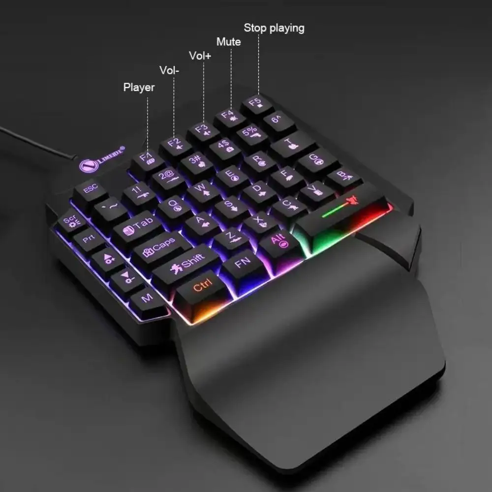 USB Keyboard Mini One Handedly Keyboard USB Ultra-slim Single Hand Keyboard Wired Backlight Gaming Mechanical Keyboard Laptop product view
